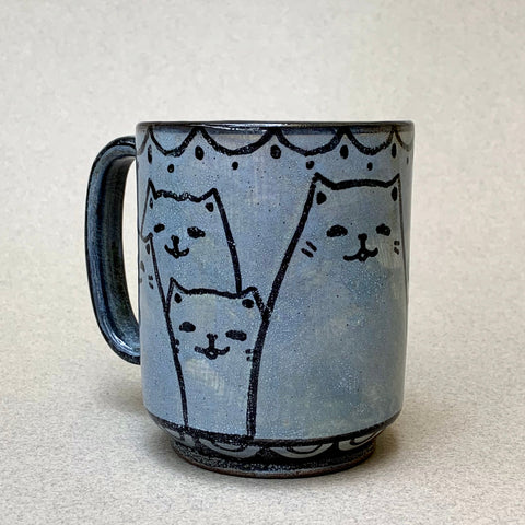 Large Blue Cat Pile Mug