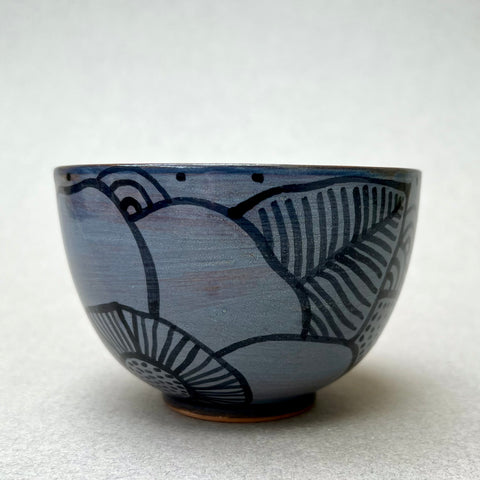 Small Gray Floral Bowl